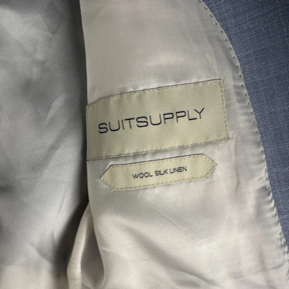 Suitsupply Lazio Sport Coat Mens 52(44 US)Blue Slim EThomas Wool‎ Silk Linen